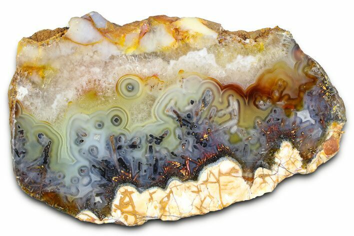 Polished Trent Agate With Stibnite & Realgar - Oregon #378047